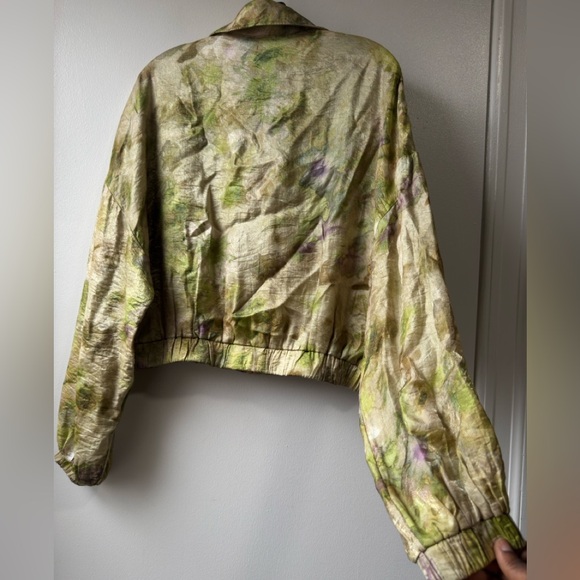 Desigual Abstract Floral Bomber Olive Green Tie-Dye Bomber Jacket - Picture 11 of 16